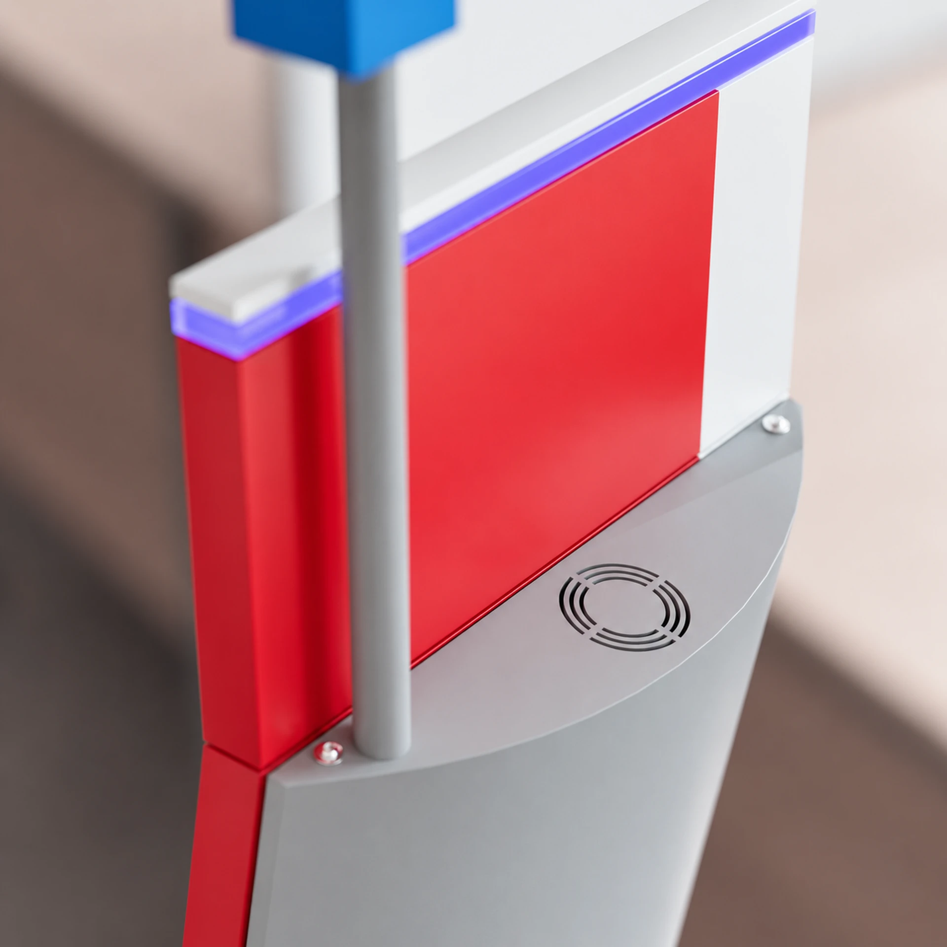 Work-in-progress renders of the digital REWE service point, including full views and close-up details — 5