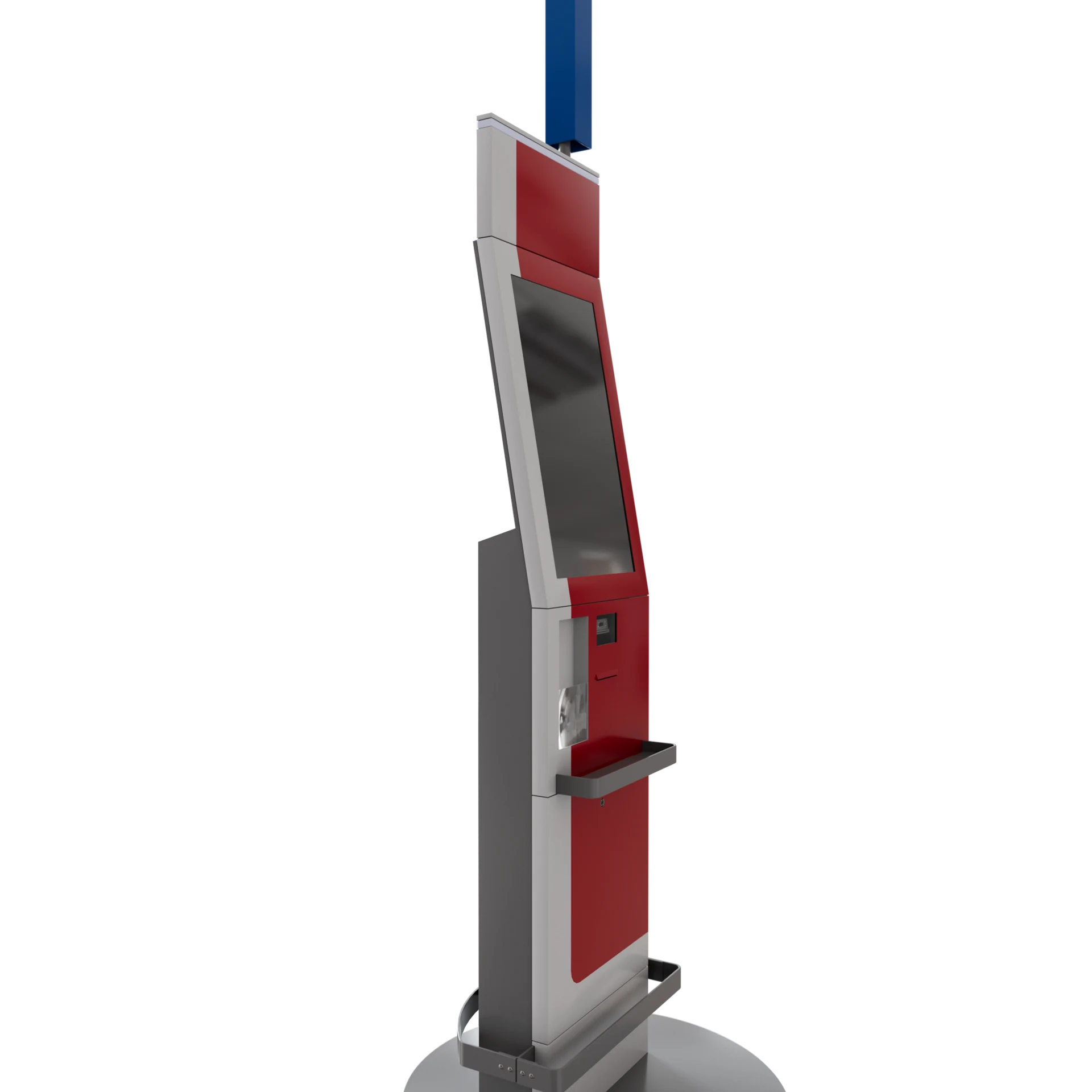 Work-in-progress renders of the digital REWE service point, including full views and close-up details — 1