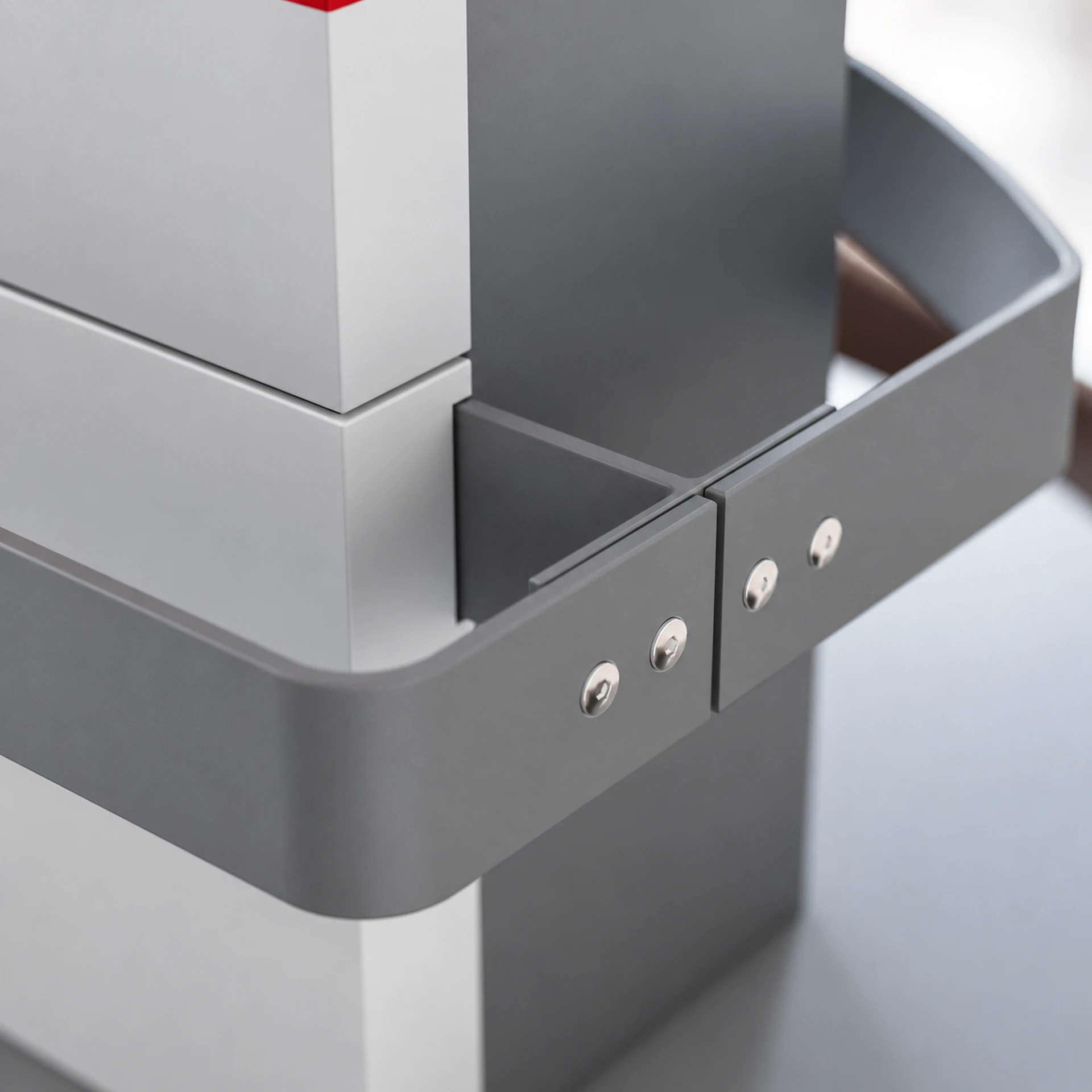 Work-in-progress renders of the digital REWE service point, including full views and close-up details — 4